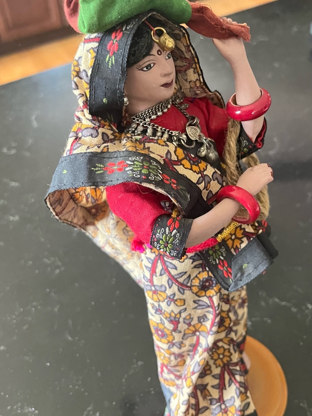 Handcrafted Ethnic Doll in Red & Floral Print Saree